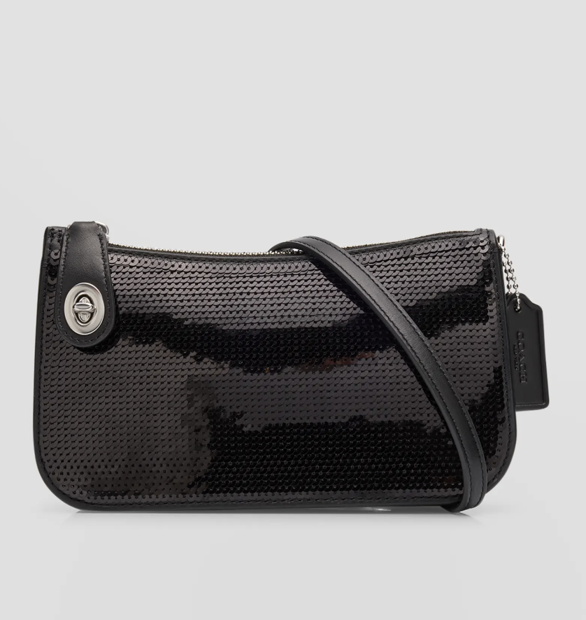 COACH 蔻驰 Penn Metallic 黑色腋下包