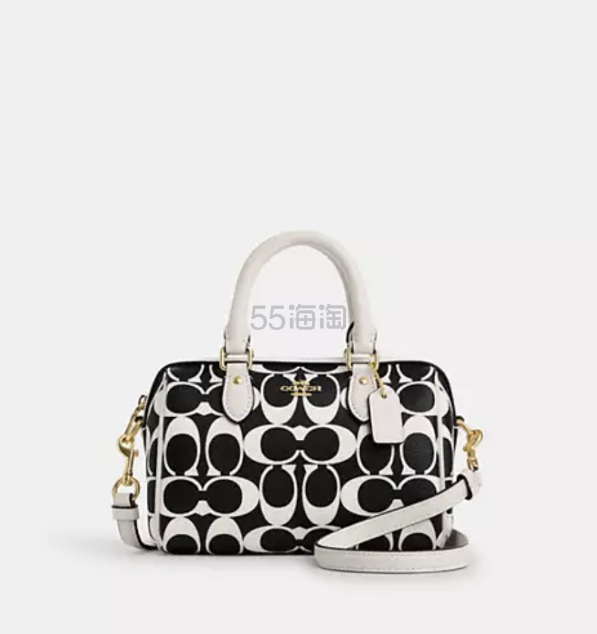 Coach 蔻驰 Mini Rowan 波士顿黑白手提包
