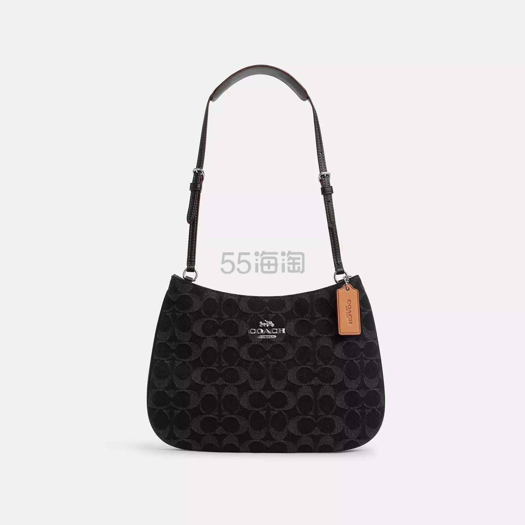 Coach 蔻驰 Penelope 系列黑色丹宁老花腋下包