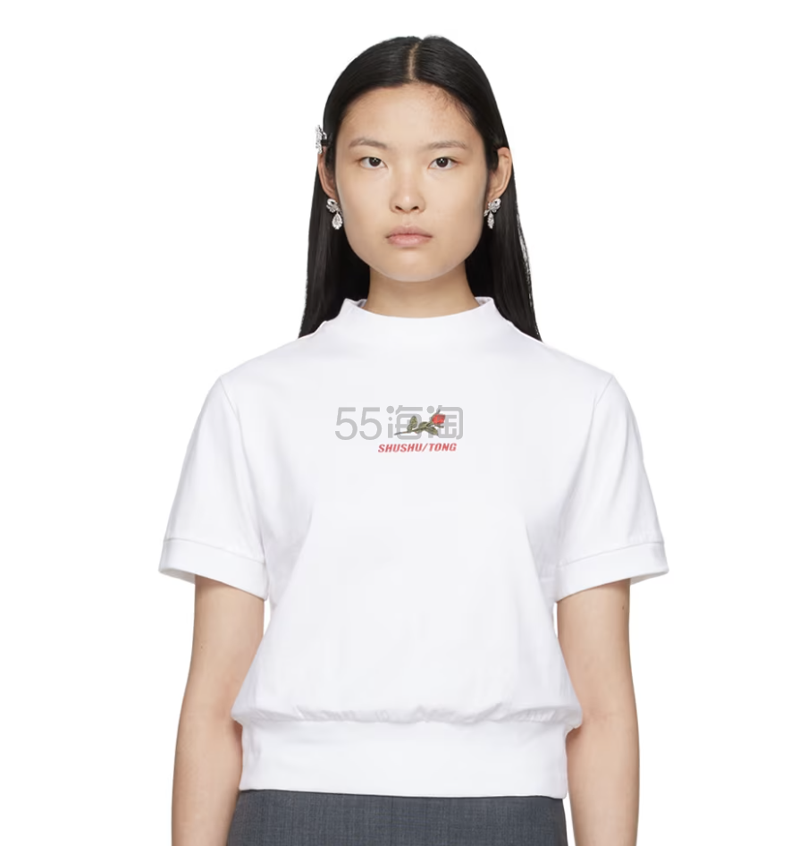 张艺凡同款！Shushu/Tong 白色玫瑰短袖