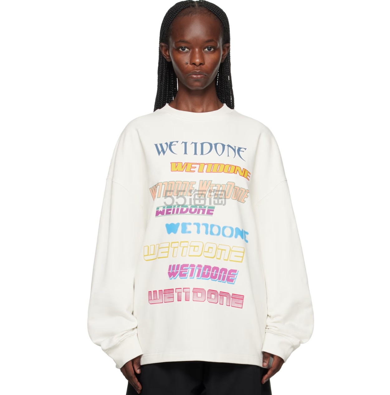 赵露思同款+码全！WE11DONE 白色弹幕卫衣