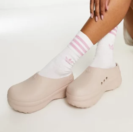 史低！adidas Originals Stan mules 米色厨师鞋