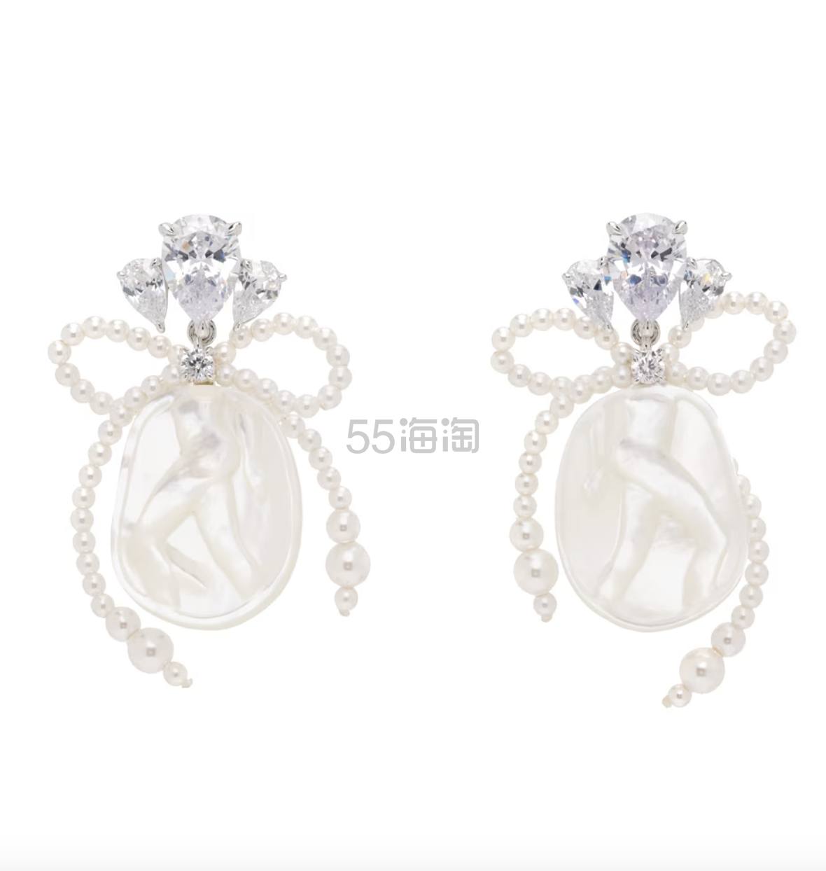 Hanni同款！Shushu/Tong Yvmin联名款少女浮雕蝴蝶结耳钉