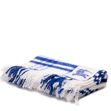 港站好价！Burberry 巴宝莉 Tri Bar Check 蓝色格纹围巾