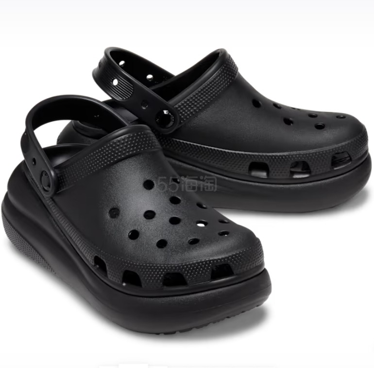 2双！Crocs Crush 女款泡芙洞洞鞋 骨白/黑色