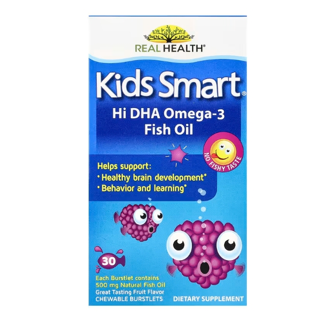 Bioglan, Kids Smart，嗨 DHA-歐米伽-3 魚油，美味水果味，30 粒咀嚼跳跳糖