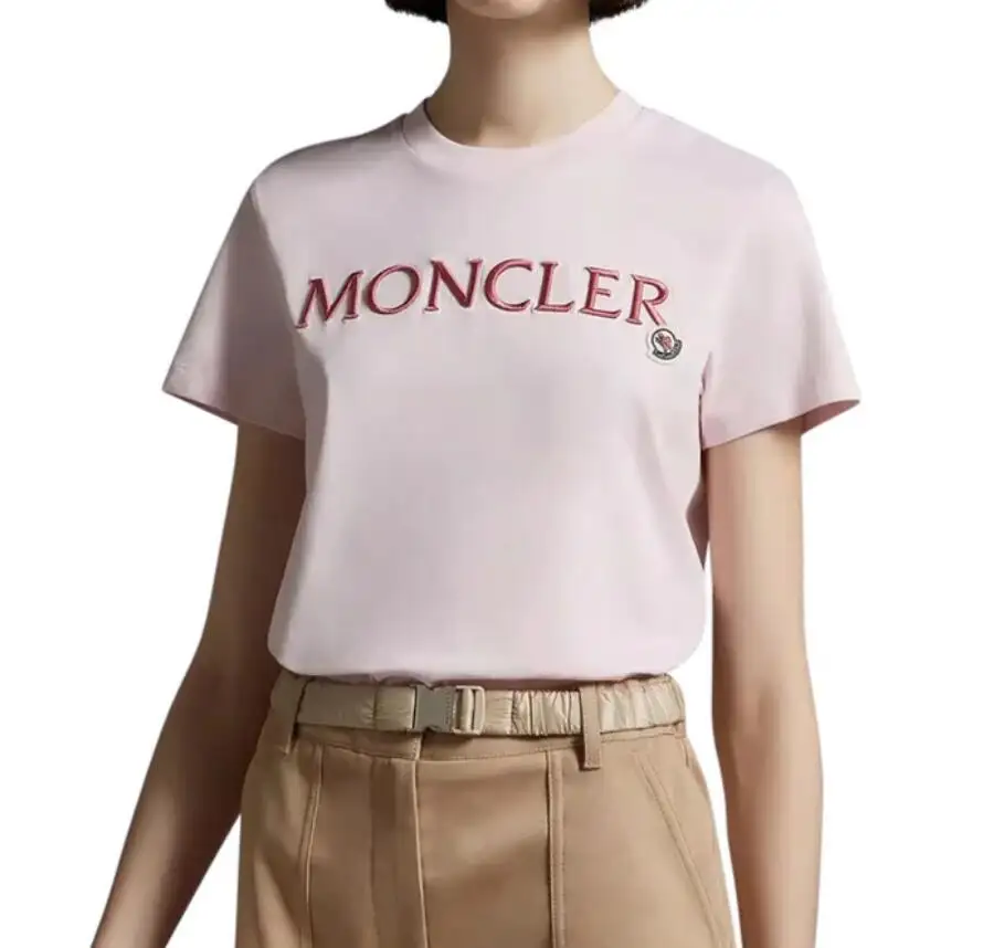 Moncler 粉色logo T恤