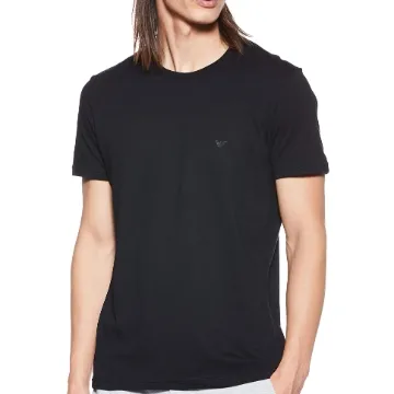 Emporio Armani 男士棉质圆领 T 恤，3 件套,黑色,Small