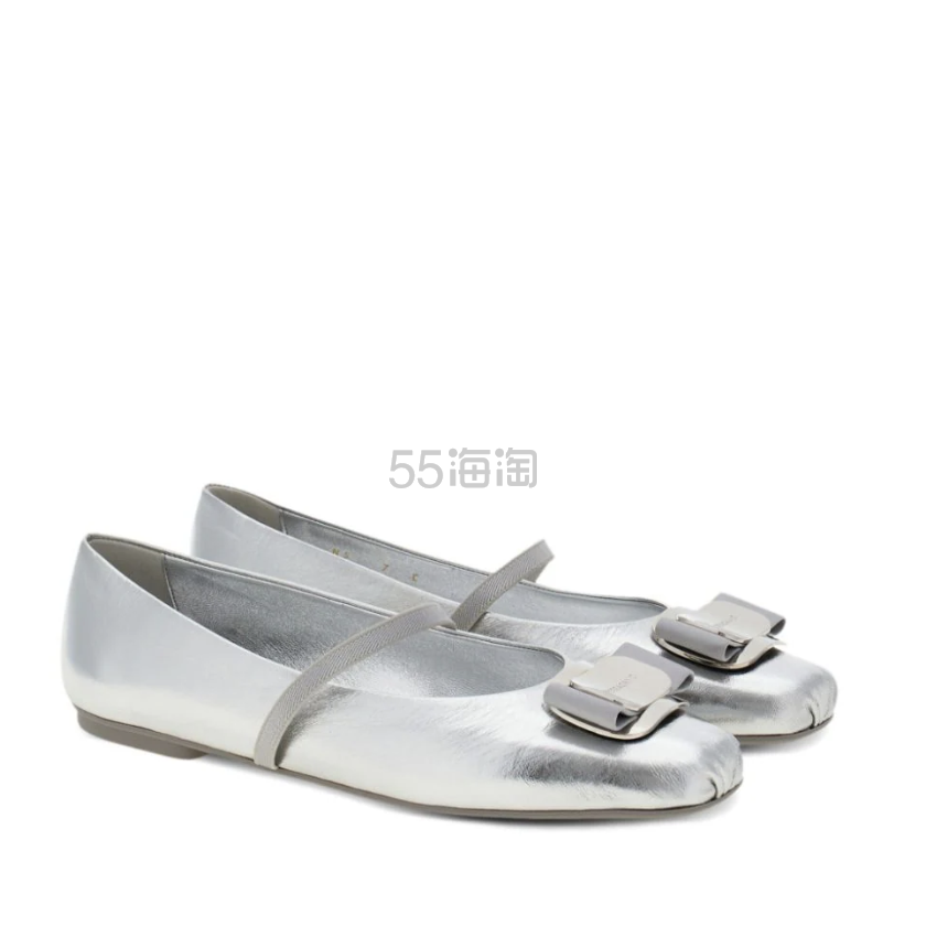 包上恩同款！Ferragamo 新款银色 Vara 芭蕾鞋