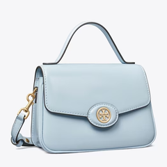 好价！Tory Burch ROBINSON SPAZZOLATO 小号手提款豆腐包 雾霾蓝