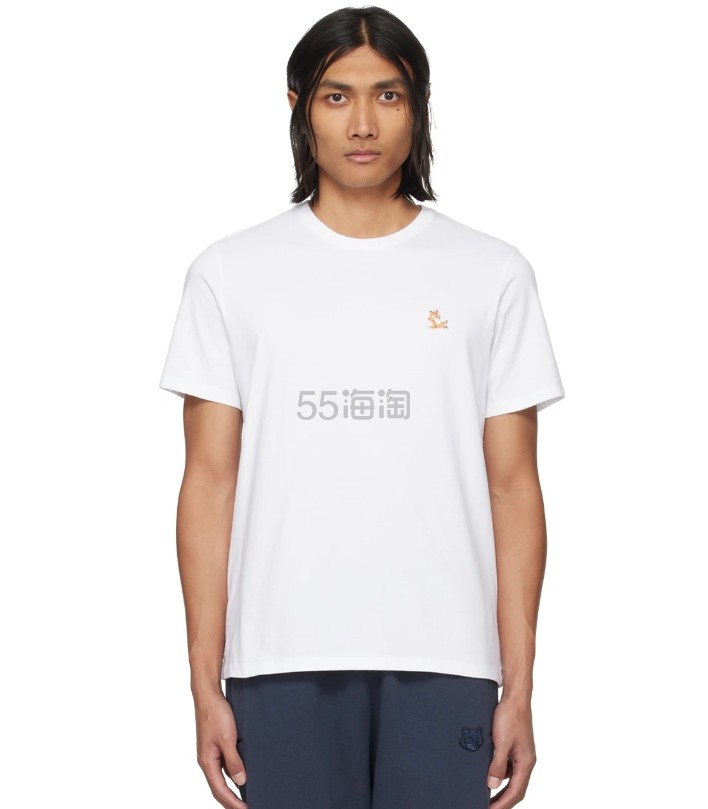 刘宇宁同款！Maison Kitsune男款慵懒狐狸白T恤