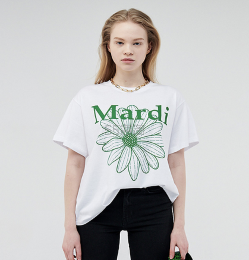 易梦玲、金高银同款！MARDI MERCREDI 白色绿雏菊短袖
