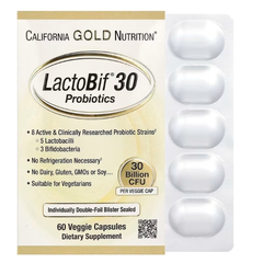 California Gold Nutrition, LactoBif 30 益生菌，300 亿 CFU，60 粒素食胶囊