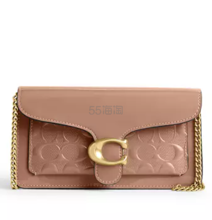 新品降价！Coach 蔻驰 Tabby Pebble 粉色漆皮印花 链条包