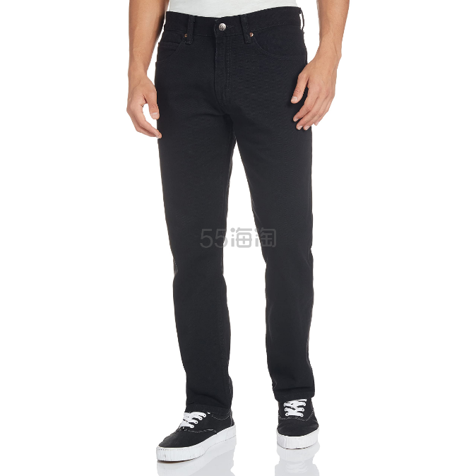 Lee 男士常规款双层黑色直筒牛仔裤