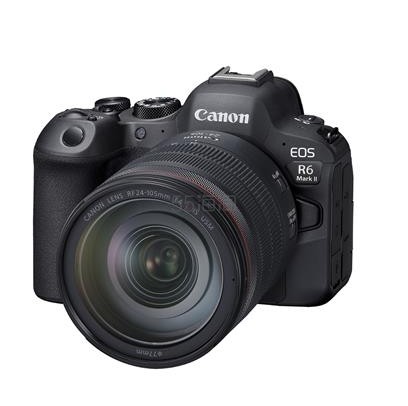 Canon 佳能 EOS R6 Mark II 无反光镜相机，带 RF 24-105mm f/4 镜头，黑色