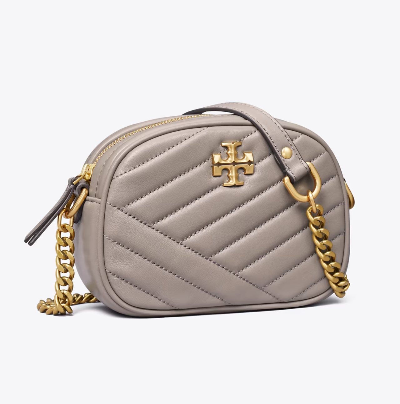 Tory Burch 汤丽柏琦 Kira Chevron 小号相机包Gray Heron