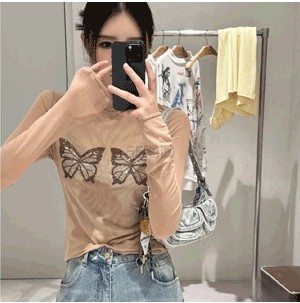 Blumarine 蝴蝶烫钻上衣