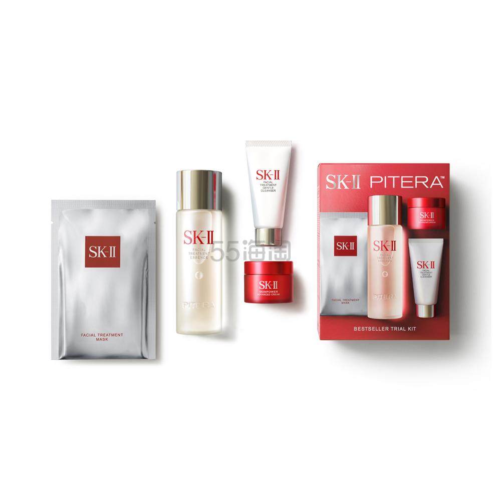 SK-II 畅销明星产品体验组合套装 神仙水75ml+大红瓶滋润版15g+洁面20g+面膜1片