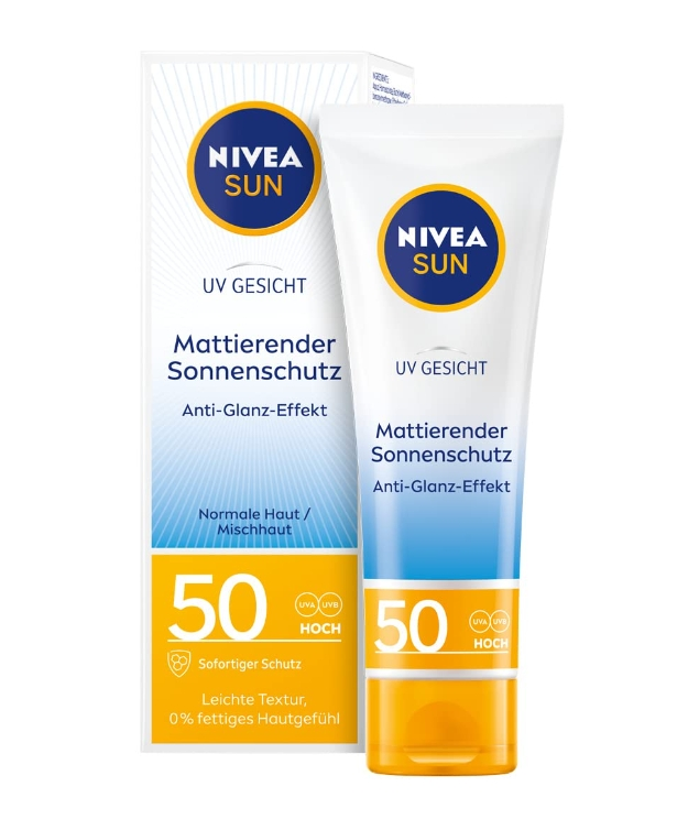 【含税直邮】NIVEA 妮维雅 SUN 脸部防晒霜,哑光防晒,SPF 50,管装,50毫升