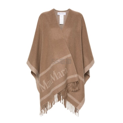 Max Mara logo提花羊毛斗篷