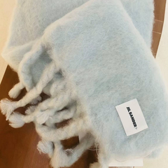 JIL SANDER Fringed brushed mohair-blend 经典款马海毛围巾