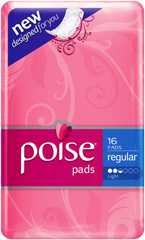 Poise 日用型不含荧光剂卫生巾 16片 （干爽和舒适、温和不刺激皮肤）