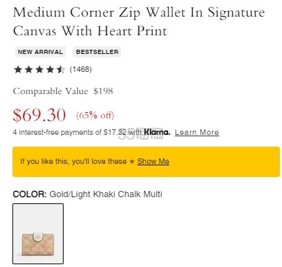 降价！Coach 蔻驰情人节限定爱心印花钱包