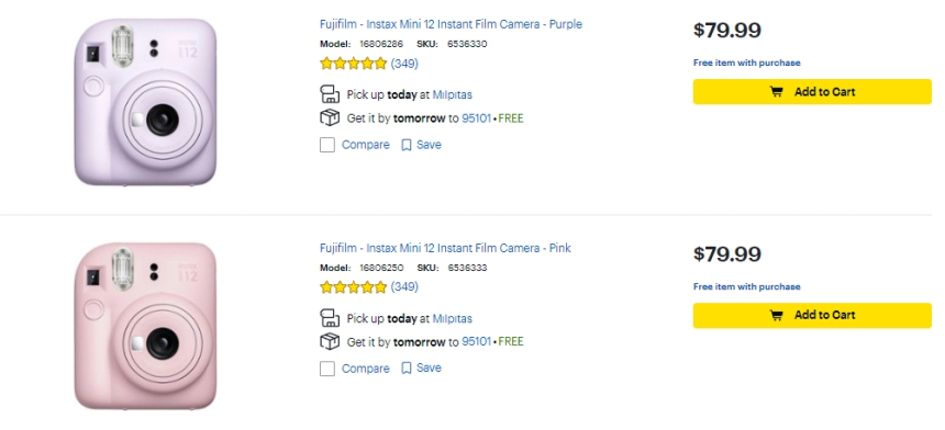 Best Buy：這裏有貨 Fujifilm 富士 Instax Mini 12 拍立得相機