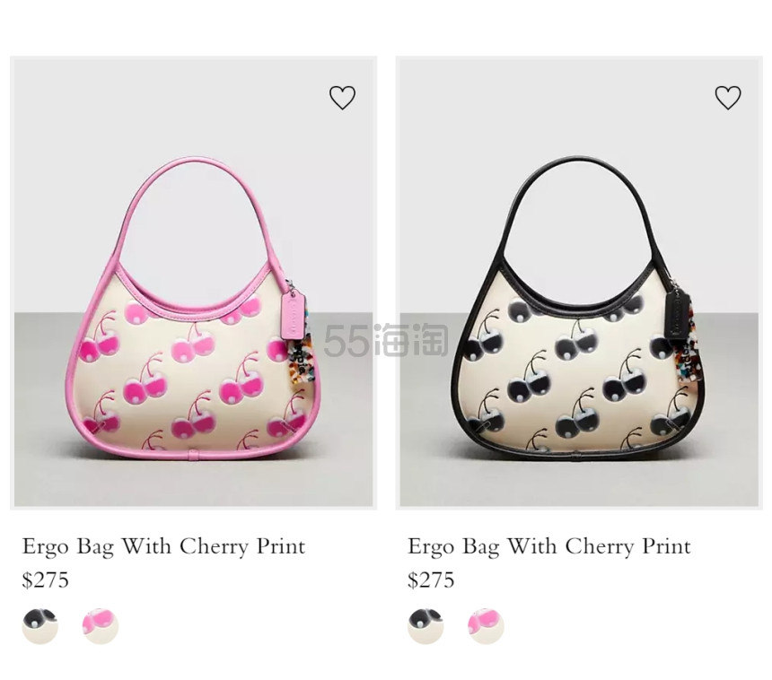 新品速递！Coach 蔻驰 樱桃印花 Ergo 手提袋