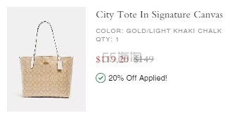 COACH 蔻驰 City 浅色老花托特包