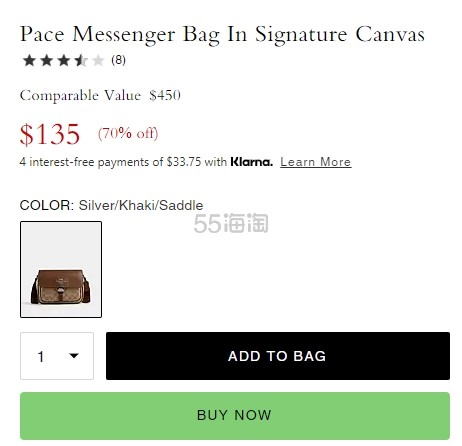 之前$169！Coach 蔻驰 Pace 老花复古邮差包