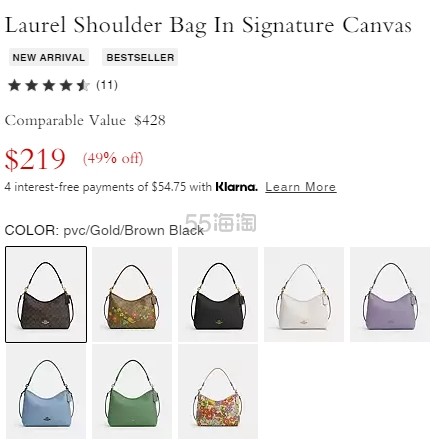 爆款补货！Coach 蔻驰 Laurel 黑灰色老花斜挎包