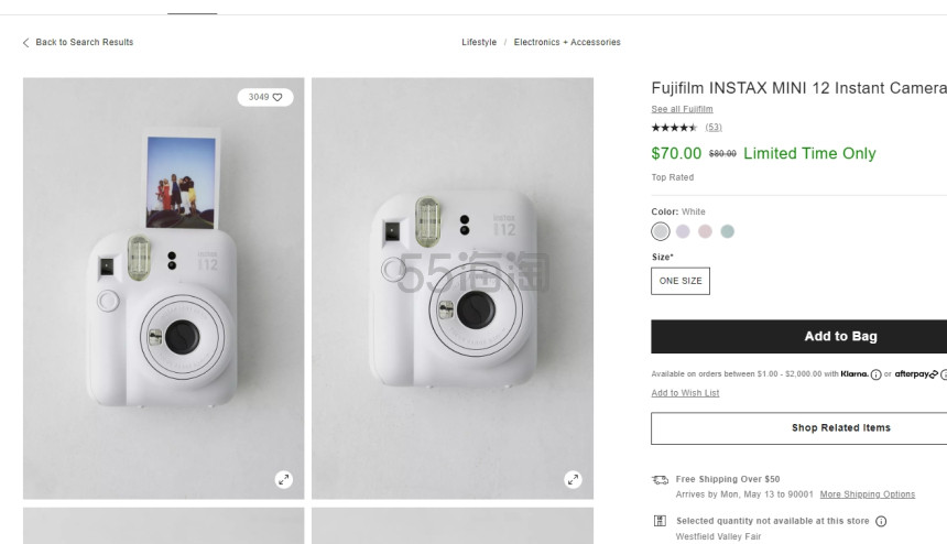 难得降价！Fujifilm INSTAX MINI 12 拍立得相机 多色可选