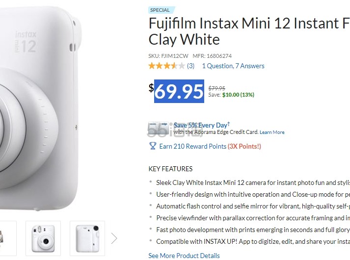 Fujifilm 富士 Instax Mini 12 拍立得 5色可选