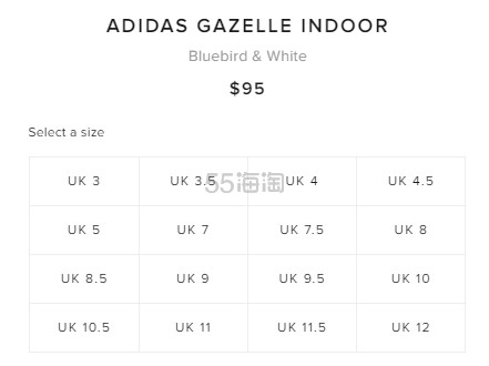 码数较全！Adidas 阿迪达斯 Gazelle Indoor 德训鞋 宝石蓝