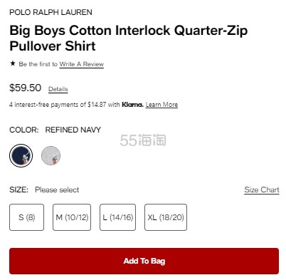 成人可穿！Polo Ralph Lauren 拉夫劳伦灰色半拉链套头衫