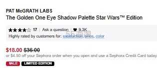 史低价！PAT McGRATH LABS 星战联名五色眼影盘