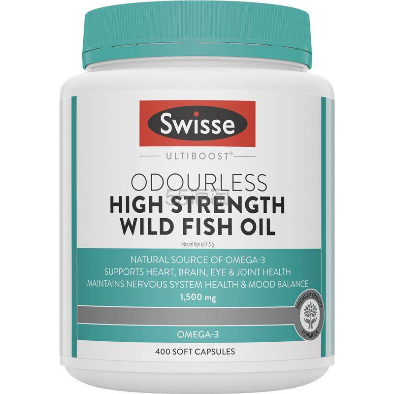 【澳洲仓】 Swisse 无味高浓度1500mg野生鱼油胶囊 400粒（有益于心脏/大脑/关节/眼睛）