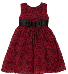 Penelope Mack Girls 2-6X Sheer Flocked Dress 童裙