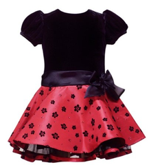 Rare Editions Baby Baby-Girls Infant Floral Flocked Dress 女宝宝半袖连衣裙