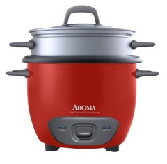 Aroma Arc-743-1Ngr 6-Cup Rice Cooker and Food Steamer, Red 电饭锅