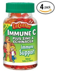 L'il Critters Gummy Immune C Plus Zinc & Echinacea, Dietary Supplement for Kids, 60-Count Bottles天然紫锥菊+锌*C小熊糖,60粒,现4瓶仅售$15.12！
