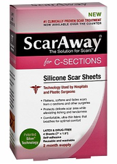 Scaraway C-Section Scar Treatment Strips, Silicone Adhesive Soft Fabric 4-Sheets 修复剖腹产*专用硅胶贴片,4片装,现仅售$24.92！ 