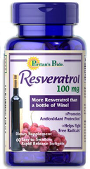 Puritan's Pride Resveratrol 100 mg  60 Softgels 普丽普莱白藜芦醇精华胶囊，现2瓶仅售$13.99！