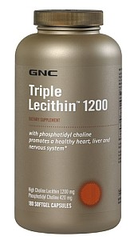 GNC Triple Lecithin™ 1200 180 Softgel Capsules 三重卵磷脂 1200mg，180粒，现仅售$9.99！