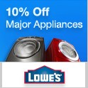 Lowes: 售价$299或以上的大型家电产品可享10% OFF