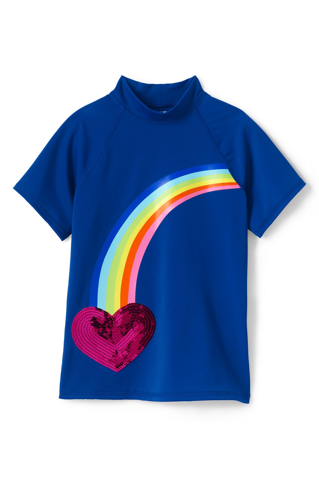 女童蓝色彩虹印花t恤