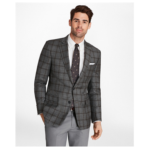 羊毛羊绒格纹西装