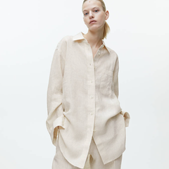 Arket Oversized Linen 纯色衬衫-米白